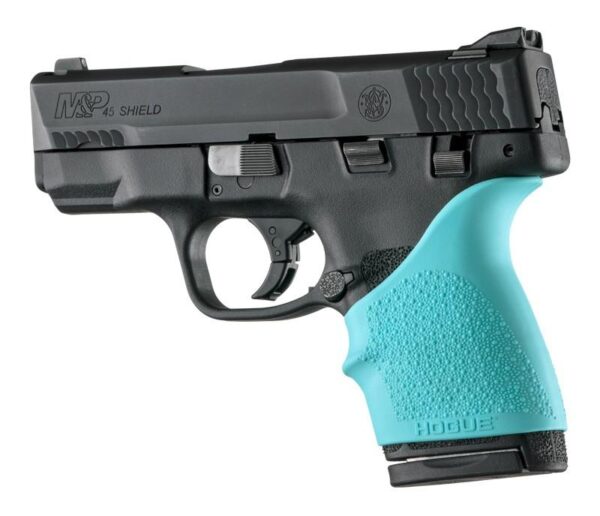 Hogue HandAll Beavertail Grip Sleeve fits S&W M&P Shield 45 Kahr P9/P40/CW9/CW40-Aqua - Precision Shot Firearms