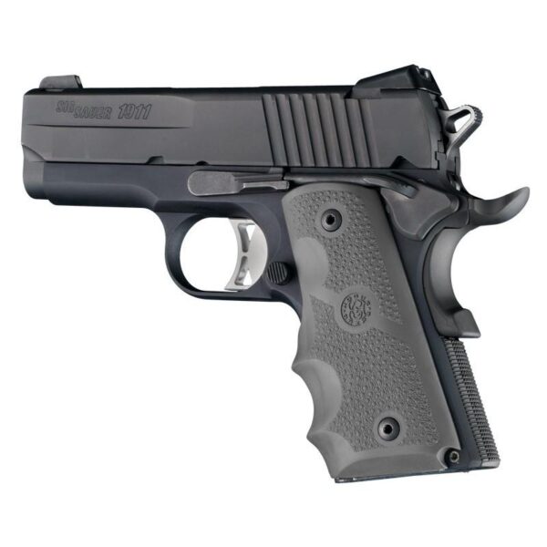 Hogue 1911 Officer Rubber Handgun Grips with Finger Grooves Slate Grey - Precision Shot Firearms