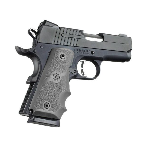 Hogue 1911 Officer Rubber Handgun Grips with Finger Grooves Slate Grey - Precision Shot Firearms