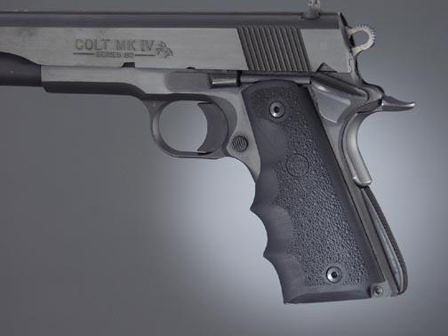 Hogue Colt Government Grips .45 1911 Rubber Grips with Finger Grooves - Black - Precision Shot Firearms