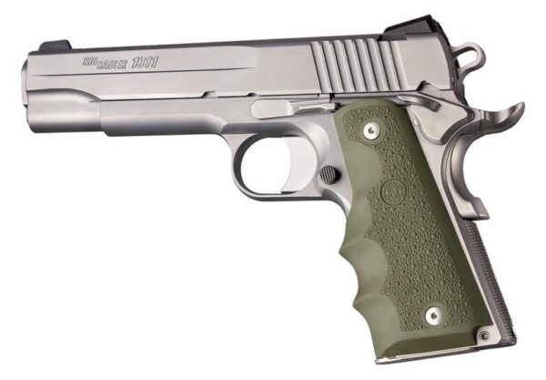 Hogue 1911 Govt. Model Grip with Finger Grooves - OD Green Rubber - Precision Shot Firearms