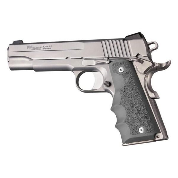 Hogue 1911 Gov't Rubber Handgun Grips with Finger Grooves Slate Grey - Precision Shot Firearms