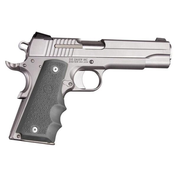 Hogue 1911 Gov't Rubber Handgun Grips with Finger Grooves Slate Grey - Precision Shot Firearms