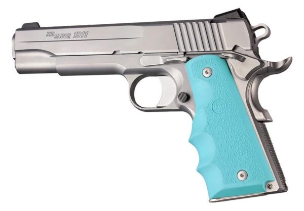 Hogue Govt. Model Rubber Grip with Finger Grooves-Aqua - Precision Shot Firearms