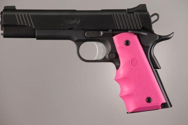 Hogue Colt Government Grips .45 1911 Rubber Grips with Finger Grooves - Pink - Precision Shot Firearms