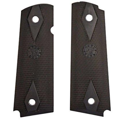 Hogue Colt Government Grips .45 1911 Rubber Grips Panels Checkered with Diamonds - Black - Precision Shot Firearms