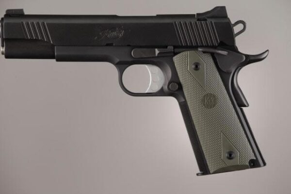 Hogue Colt Government Grips .45 1911 Rubber Grips Panels Checkered with Diamonds - OD Green - Precision Shot Firearms