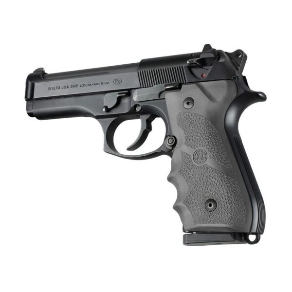Hogue Rubber Handgun Grips with Finger Grooves Slate Grey for Beretta 92/96 - Precision Shot Firearms