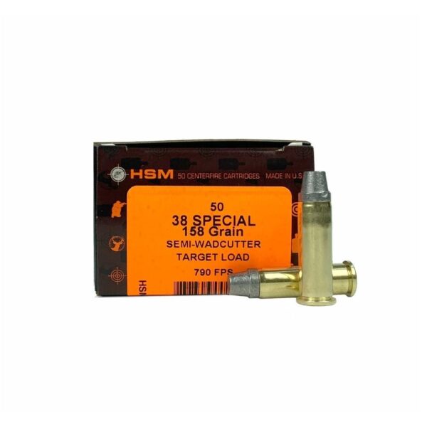 HSM Training Handgun Ammunition .38 Spl 158gr SWC 790 fps 50/ct - Precision Shot Firearms