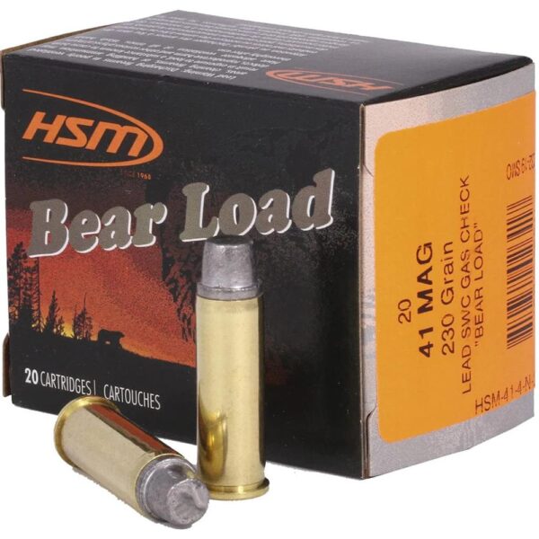 HSM Bear Load Hard Cast Handgun Ammunition .41 Rem Mag 230gr SWC Gas Check 1233 fps 20/ct - Precision Shot Firearms