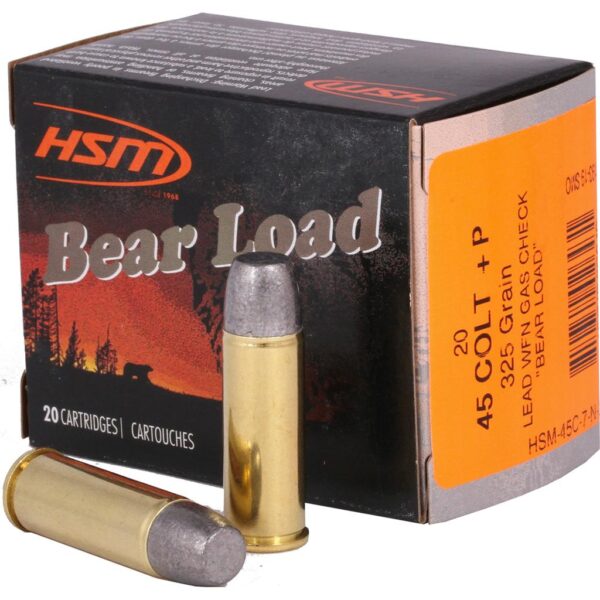 HSM Bear Load Hard Cast Handgun Ammunition .45 Colt 325gr WFN Gas Check 1155 fps 20/ct - Precision Shot Firearms
