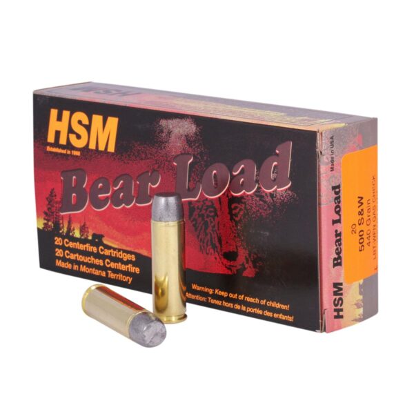 HSM Bear Load Lead Handgun Ammunition .500 S&W 440gr WFN 1500 fps 20/ct - Precision Shot Firearms