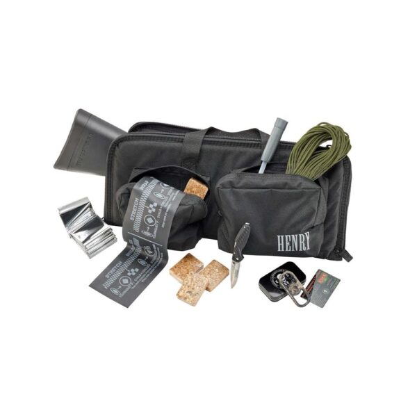 Henry Survival Rifle Survival Pack .22 LR 8rd Magazines (2) 16.125" Barrel Black with Bag Fire Steel Life Straw Folding Knife - Precision Shot Firearms