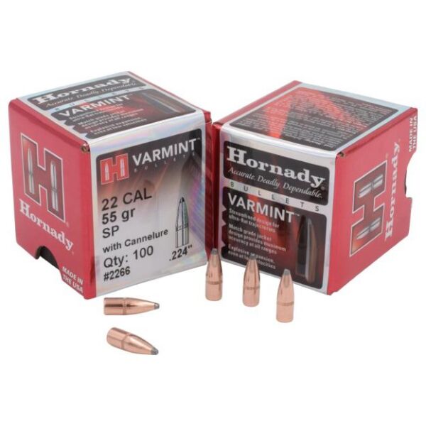 Hornady Traditional Varmint Bullets .22 cal .224" 55 gr SP CANN BT 100/ct - Precision Shot Firearms