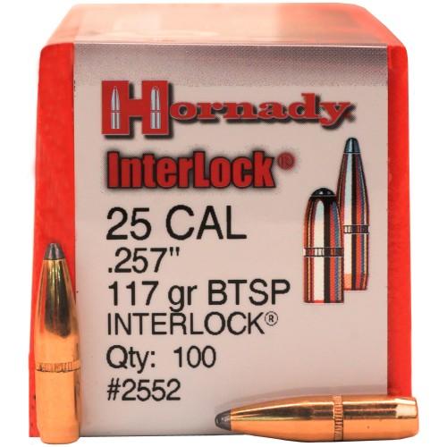 Hornady InterLock Bullets .25 cal .257" 117 gr BTSP 100/ct - Precision Shot Firearms