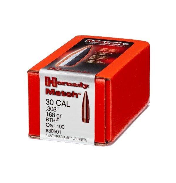 Hornady Match Bullets .30 cal .308" 168 gr BTHP 100/ct - Precision Shot Firearms