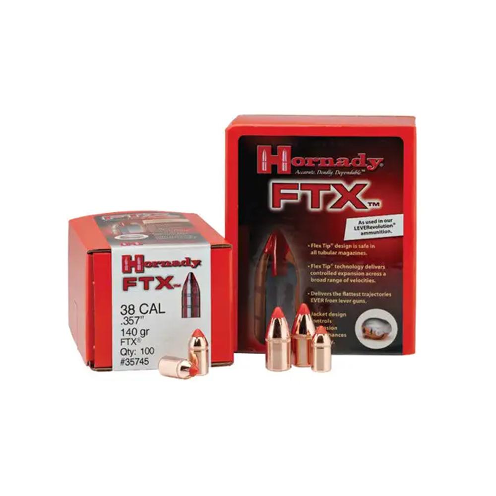 Hornady FTX Handgun Bullets .38 cal .357 Mag .357" 140 gr FTX 100/ct - Precision Shot Firearms