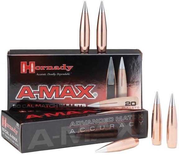 Hornady A-MAX Rifle Bullets .50 cal .510" 750 gr A-MAX 20/ct - Precision Shot Firearms
