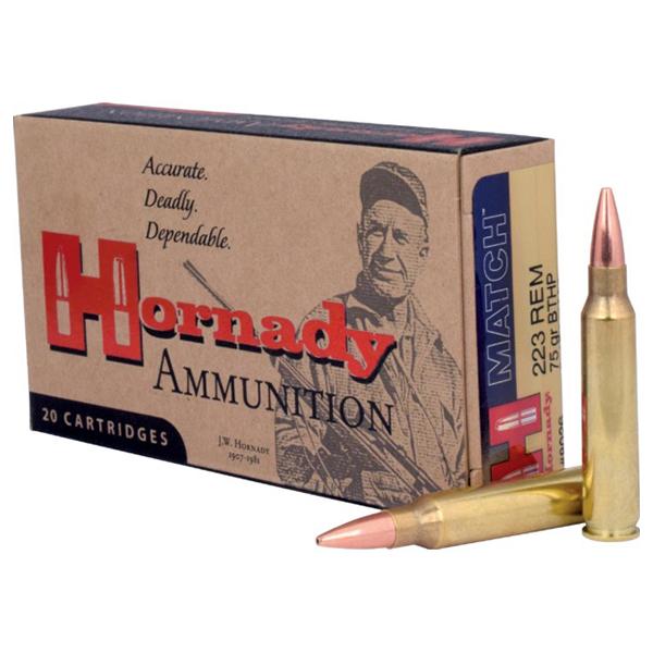 Hornady Match Rifle Ammunition .223 Rem 75 gr BTHP 2790 fps - 20/box - Precision Shot Firearms