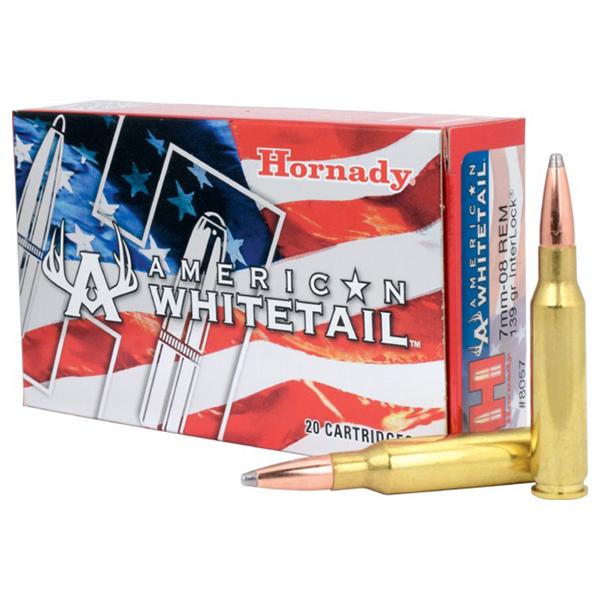 Hornady American Whitetail Rifle Ammunition 7mm 08 Rem 139 gr SP 2608 fps 20/ct - Precision Shot Firearms