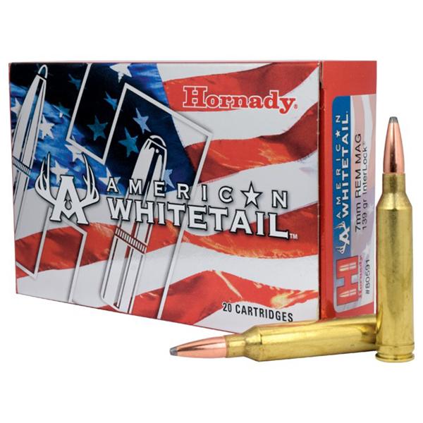 Hornady American Whitetail Rifle Ammunition 7mm Rem Mag 139 gr SP 2901 fps - 20/ct - Precision Shot Firearms