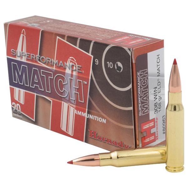 Hornady Superformance Match Rifle Ammunition .308 Win 168 gr ELD 2840 fps 20/ct - Precision Shot Firearms