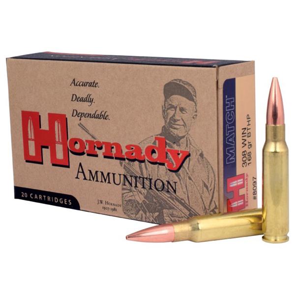 Hornady Match Rifle Ammunition .308 Win 168 gr BTHP 2700 fps - 20/box - Precision Shot Firearms