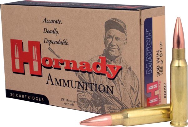 Hornady Match Rifle Ammunition .308 Win 168 gr BTHP MATCH 50 rd - Precision Shot Firearms
