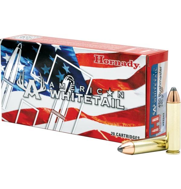 Hornady American Whitetail Rifle Ammunition .450 Bushmaster 245 gr Interlock SP 2200 fps 20/ct - Precision Shot Firearms