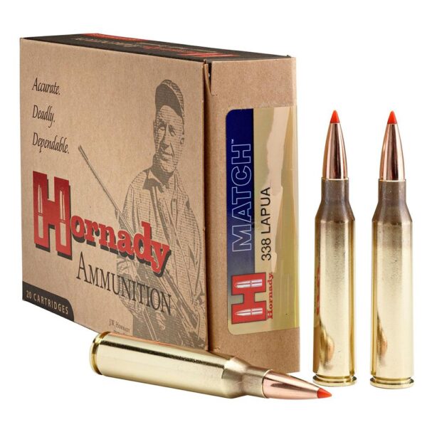 Hornady Match Rifle Ammunition .338 Lapua Mag 250 gr BTHP 2900 fps 20/ct - Precision Shot Firearms