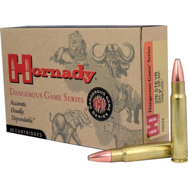Hornady Dangerous Game Series Rifle Ammunition .376 Steyr 225 gr SP 2600 fps - 20/box - Precision Shot Firearms