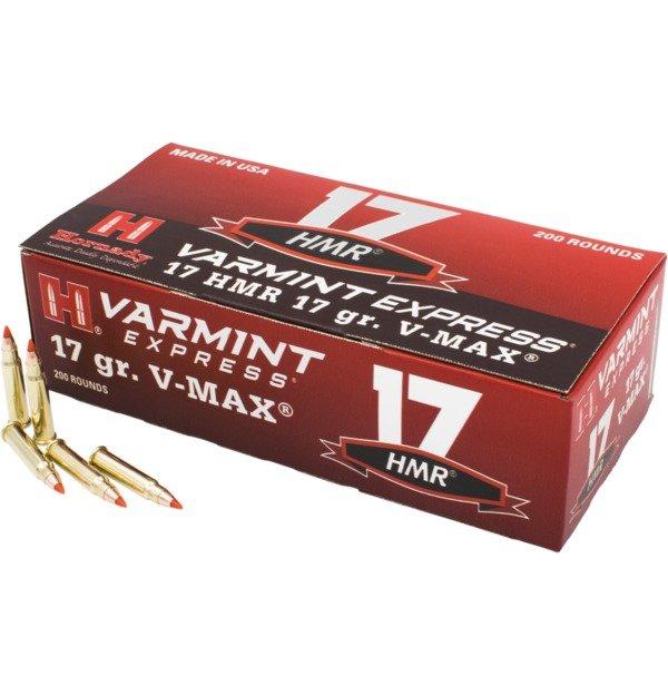 Hornady Varmint Express Rimfire Ammuntion .17 HMR 17gr V-MAX 2550 fps 200/Box - Precision Shot Firearms