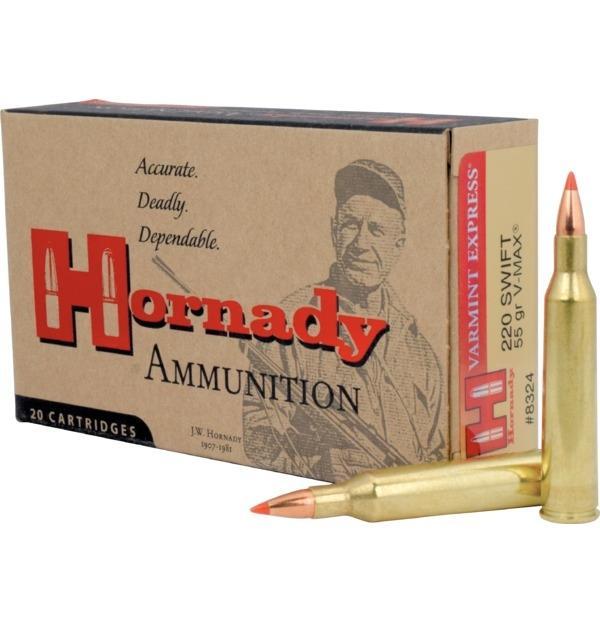Hornady Varmint Express Rifle Ammunition .220 Swift 55 gr V-MAX 3253 fps - 20/box - Precision Shot Firearms