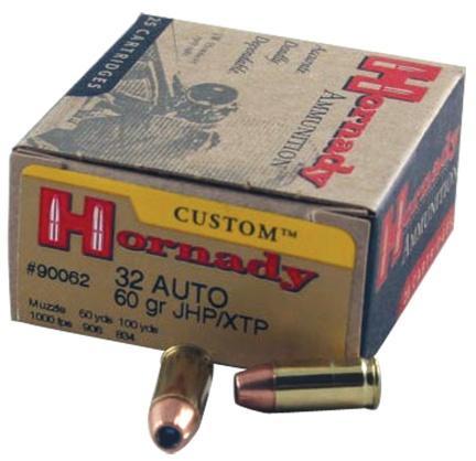 Hornady Custom Handgun Ammunition .32 ACP 60 gr XTP 1000 fps 25/box - Precision Shot Firearms