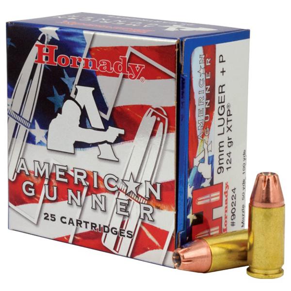 Hornady American Gunner Handgun Ammunition 9mm (+P) Luger 124 gr XTP 1200 fps 25/box - Precision Shot Firearms
