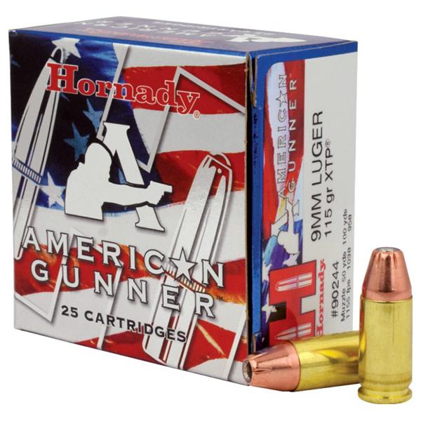 Hornady American Gunner Handgun Ammunition 9mm Luger 115 gr XTP 1155 fps 25/box - Precision Shot Firearms