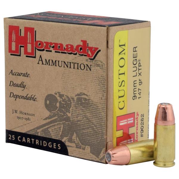 Hornady Custom Handgun Ammunition 9mm Luger 147 gr XTP 975 fps 25/box - Precision Shot Firearms
