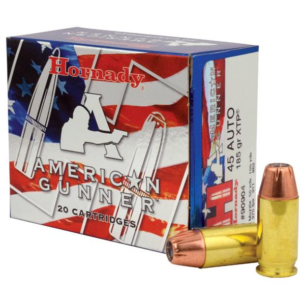 Hornady American Gunner Handgun Ammunition .45 ACP 185 gr XTP 970 fps 20/box - Precision Shot Firearms