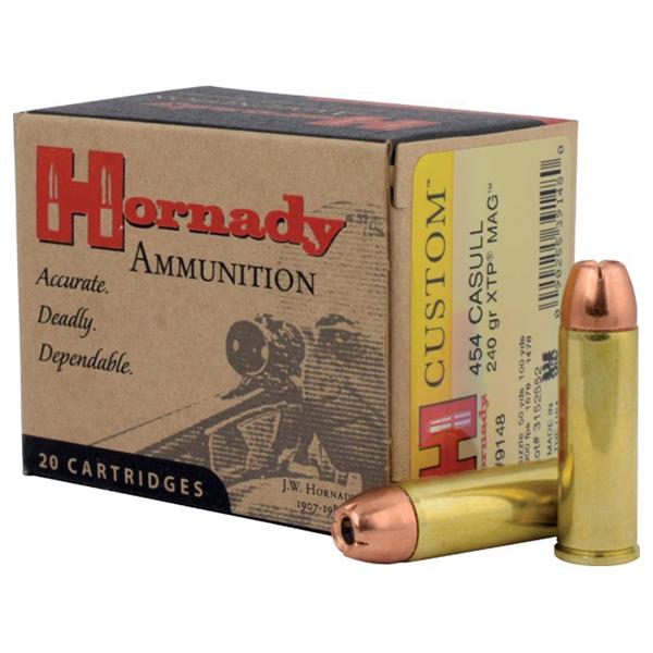 Hornady Custom Handgun Ammunition .454 Casull 240 gr XTP-Mag 1900 fps 20/box - Precision Shot Firearms