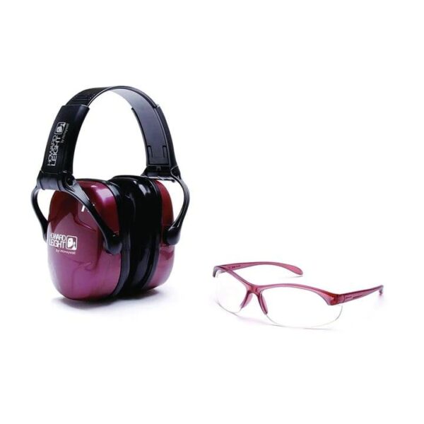 Howard Leight Women's Shooting Sports Safety Combo Kit Shooting Glasses Dusty Rose with Clear Lens and Earmuff 25dB Dusty Rose - Precision Shot Firearms
