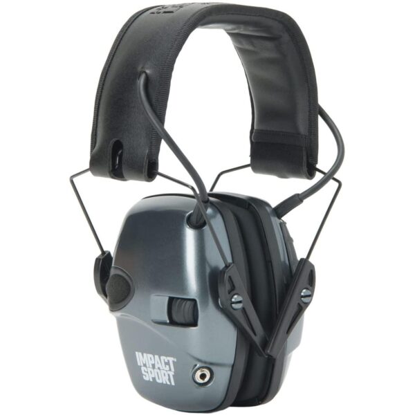 Howard Leight Impact Sport Small Earmuff - Metallic Charcoal Grey Black Band 22dB NRR - Precision Shot Firearms