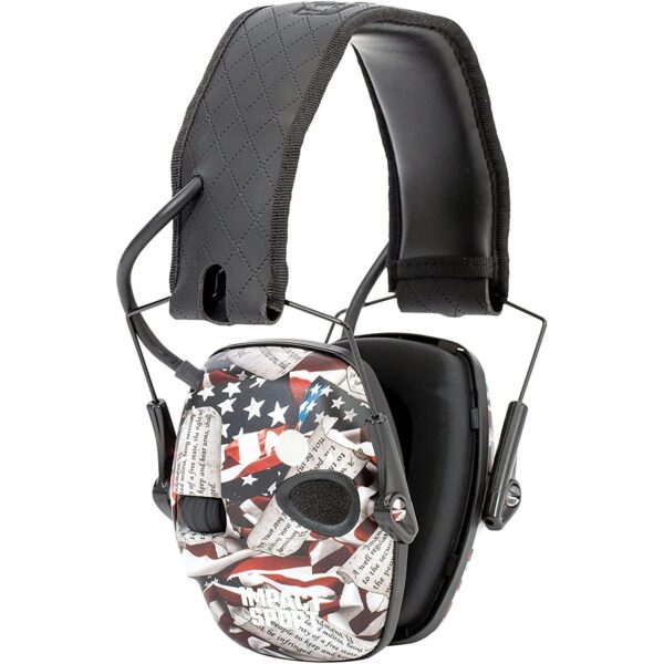 Howard Leight Impact Sport Bluetooth Small Earmuff - 2nd Amendment Black Diamond Pattern Band 21dB NRR - Precision Shot Firearms