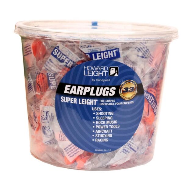 Howard Leight Super Leight Ear Plugs Pre-Shaped Foam Coral Ear Plugs 33dB 100/pr Uncorded Tub - Precision Shot Firearms