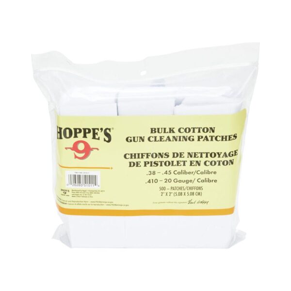 Hoppe's Gun Cleaning Patches .38 cal to .45 cal and .410 ga to 20 ga 500/ct - Precision Shot Firearms