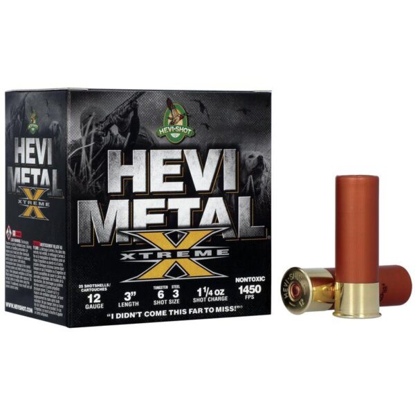 HEVI-Shot HEVI-Metal Xtreme Shotshell 12ga 3" 1-1/4oz 1450 fps #3 Steel & #6 Tungsten 25/ct - Precision Shot Firearms