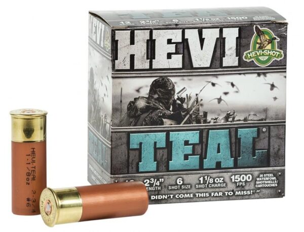 Hevi-Shot Hevi-Teal Shotshells 12 ga 2 -3/4" 1-1/8 oz 1500 fps #6 25/ct - Precision Shot Firearms