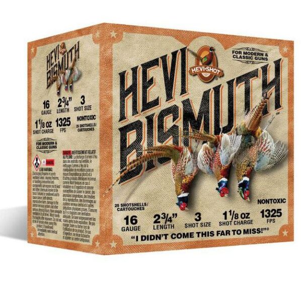 HEVI-Shot HEVI-Bismuth Upland Shotshells 16ga 2-3/4" 1-1/4oz 1325 fps #3 25/ct - Precision Shot Firearms