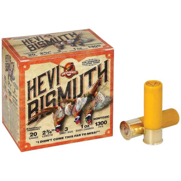 HEVI-Shot HEVI-Bismuth Upland Shotshells 20ga 2-3/4" 1oz 1300 fps #3 25/ct - Precision Shot Firearms