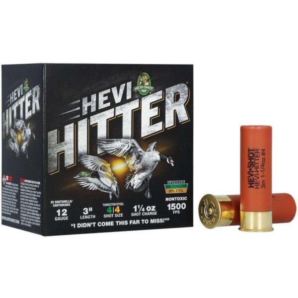 HEVI-Shot HEVI-Hitter Tungsten/Steel Shotshells 12ga 3" 1-1/4oz 1500 fps #4 25/ct - Precision Shot Firearms