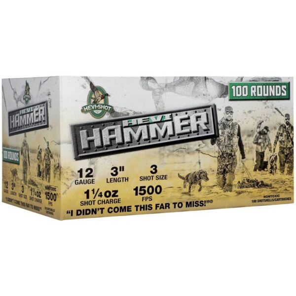 Hevi-Shot HEVI-Hammer Shotshells 12ga 3" 1-1/4oz 1500 fps #3 100/ct - Precision Shot Firearms